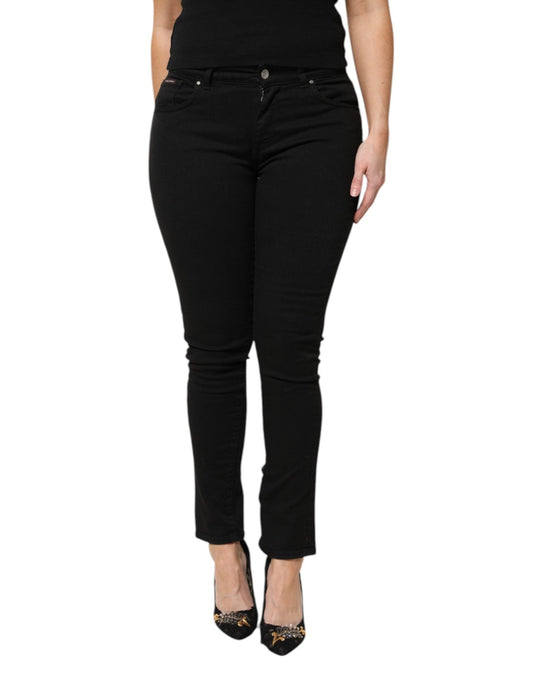 Dolce & Gabbana Black Cotton Logo Mid Waist Skinny Denim Jeans – IT42|M par Dolce & Gabbana | Disponible sur Sandy Store ByNet