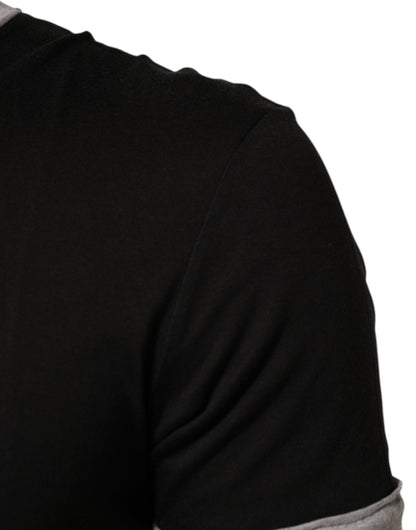 Dolce & Gabbana Black Cotton Logo Print Men Crew Neck T-shirt – IT46 | S par Dolce & Gabbana | Disponible sur Sandy Store ByNet