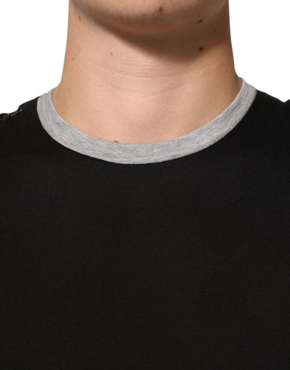 Dolce & Gabbana Black Cotton Logo Print Men Crew Neck T-shirt – IT46 | S par Dolce & Gabbana | Disponible sur Sandy Store ByNet