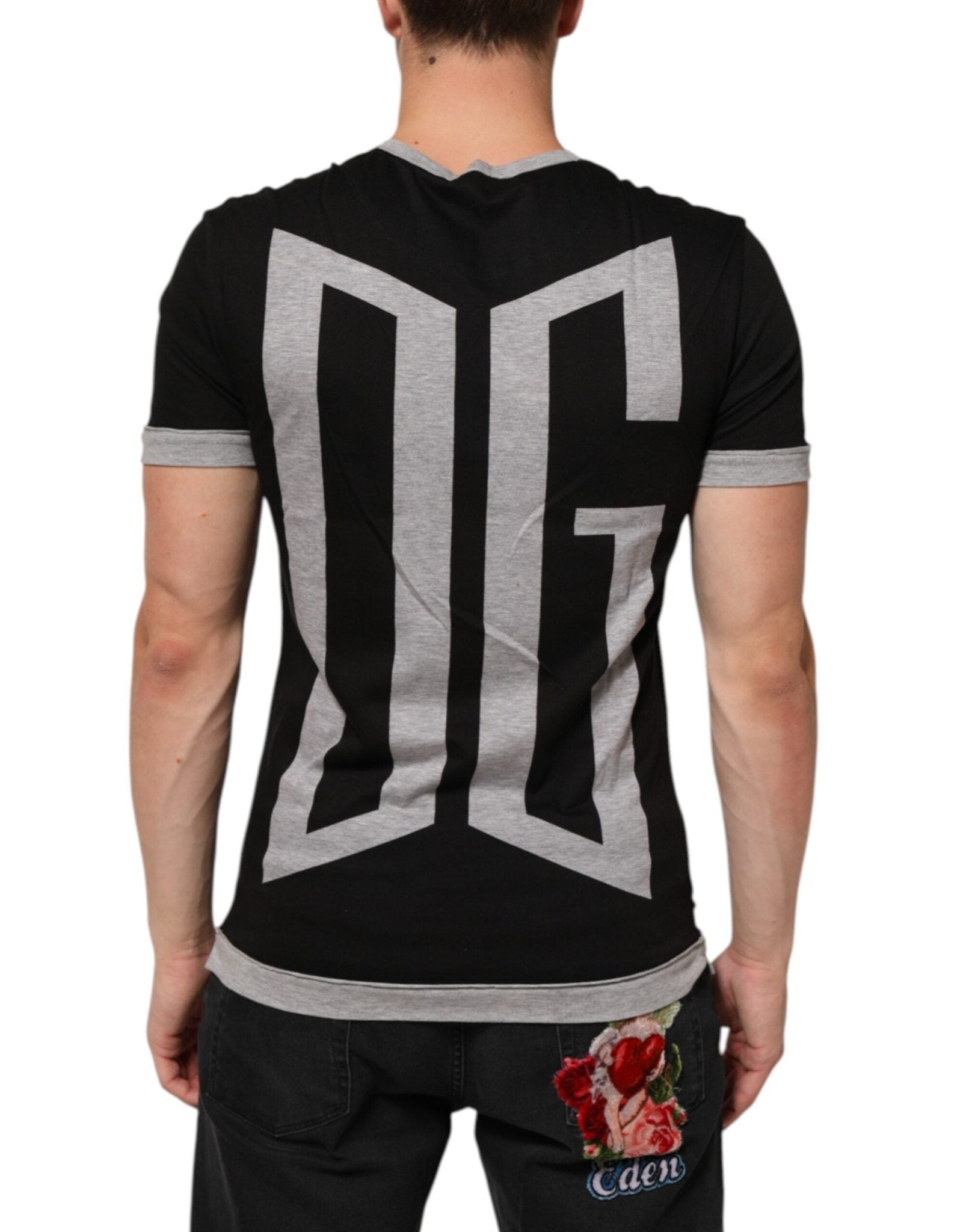 Dolce & Gabbana Black Cotton Logo Print Men Crew Neck T-shirt – IT46 | S par Dolce & Gabbana | Disponible sur Sandy Store ByNet