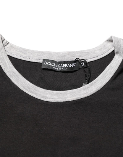 Dolce & Gabbana Black Cotton Logo Print Men Crew Neck T-shirt – IT46 | S par Dolce & Gabbana | Disponible sur Sandy Store ByNet