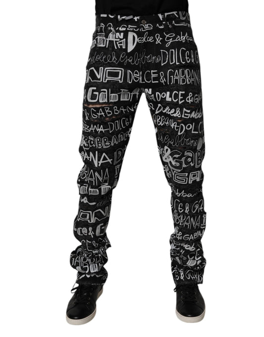 Dolce & Gabbana Black Cotton Logo Print Straight Denim Jeans – IT48 | M par Dolce & Gabbana | Disponible sur Sandy Store ByNet