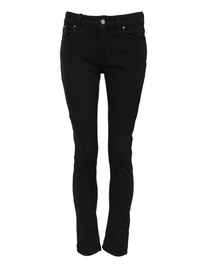 Dolce & Gabbana Black Cotton Logo Skinny Mid Waist Denim Jeans – IT38 | XS par Dolce & Gabbana | Disponible sur Sandy Store ByNet