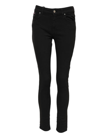 Dolce & Gabbana Black Cotton Logo Skinny Mid Waist Denim Jeans – IT38 | XS par Dolce & Gabbana | Disponible sur Sandy Store ByNet