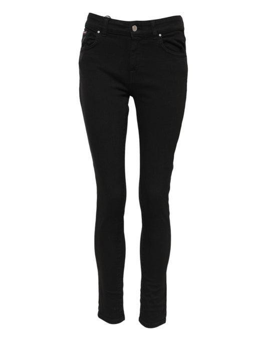 Dolce & Gabbana Black Cotton Logo Skinny Mid Waist Denim Jeans – IT38 | XS par Dolce & Gabbana | Disponible sur Sandy Store ByNet