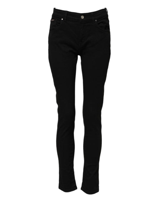 Dolce & Gabbana Black Cotton Logo Skinny Mid Waist Denim Jeans – IT40|S par Dolce & Gabbana | Disponible sur Sandy Store ByNet