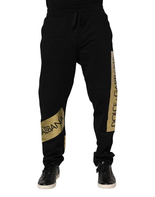 Dolce & Gabbana Black Cotton Logo Tape Men Jogger Pants – IT44 | XS par Dolce & Gabbana | Disponible sur Sandy Store ByNet