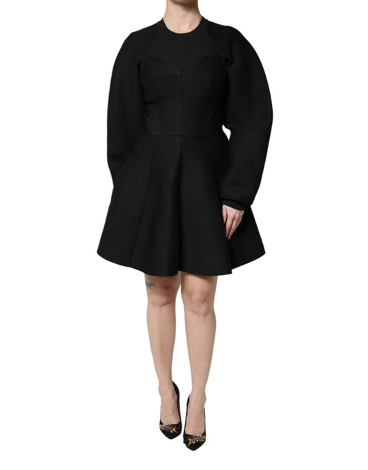 Dolce & Gabbana Black Cotton Long Sleeves A - line Mini Dress – IT36|XXS par Dolce & Gabbana | Disponible sur Sandy Store ByNet