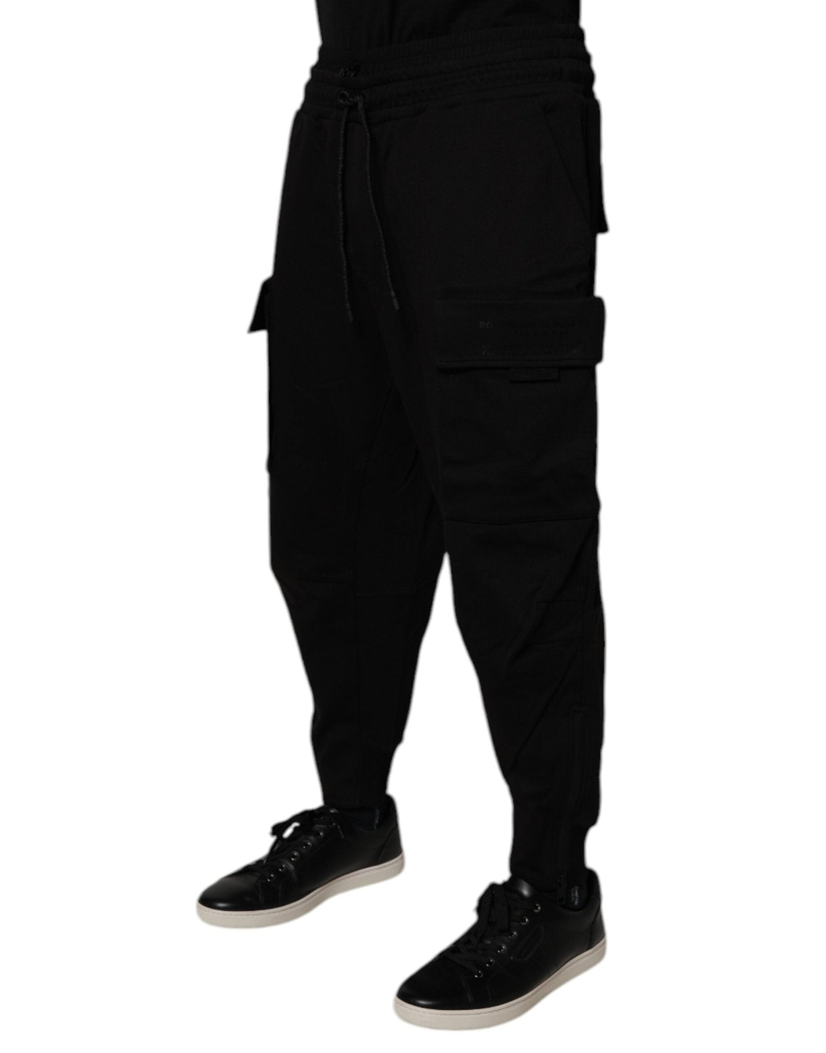 Dolce & Gabbana Black Cotton Men Cargo Jogger Sweatpants Pants - Sandy Store ByNet