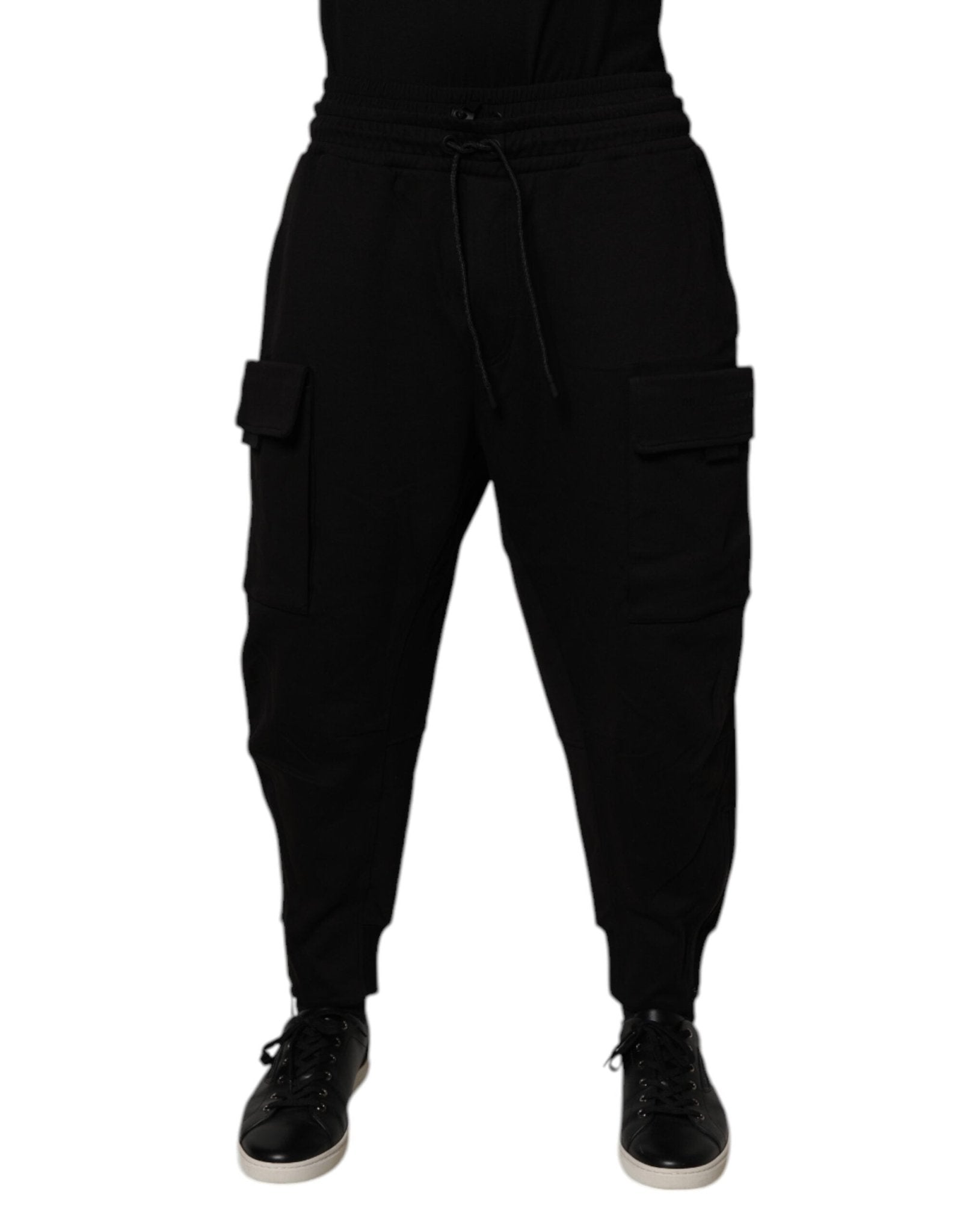Dolce & Gabbana Black Cotton Men Cargo Jogger Sweatpants Pants - Sandy Store ByNet
