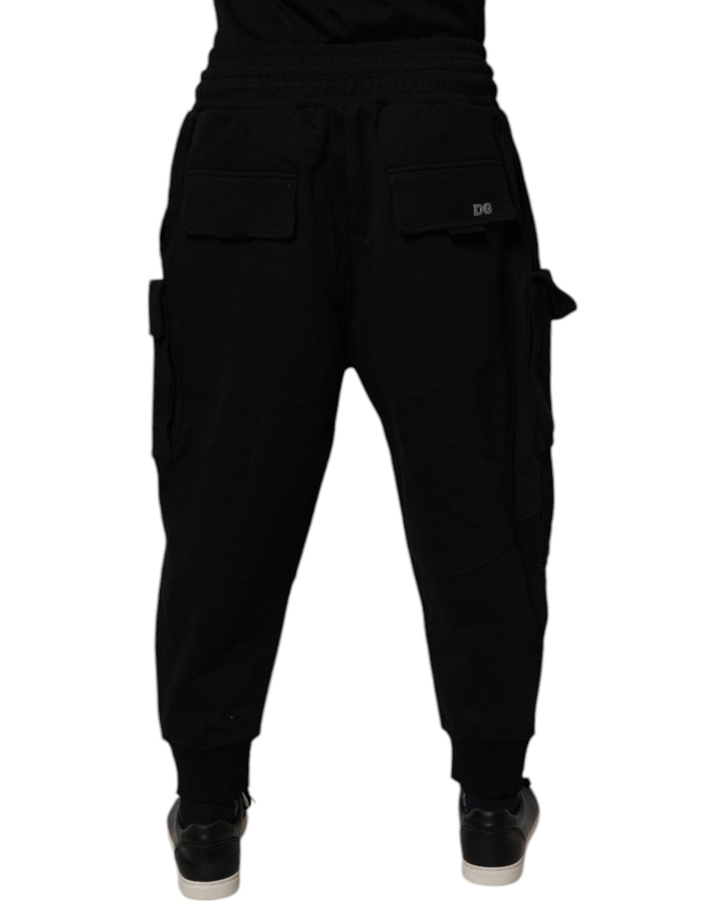 Dolce & Gabbana Black Cotton Men Cargo Jogger Sweatpants Pants - Sandy Store ByNet