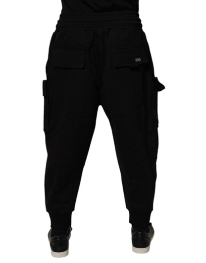 Dolce & Gabbana Black Cotton Men Cargo Jogger Sweatpants Pants - Sandy Store ByNet