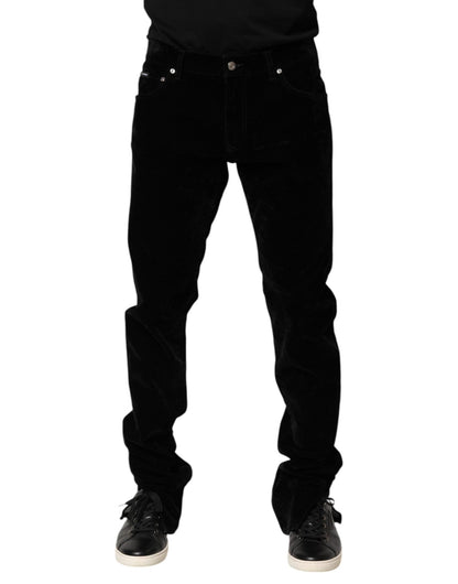 Dolce & Gabbana Black Cotton Men Dress Formal Trouser Pants – IT52 | XL par Dolce & Gabbana | Disponible sur Sandy Store ByNet