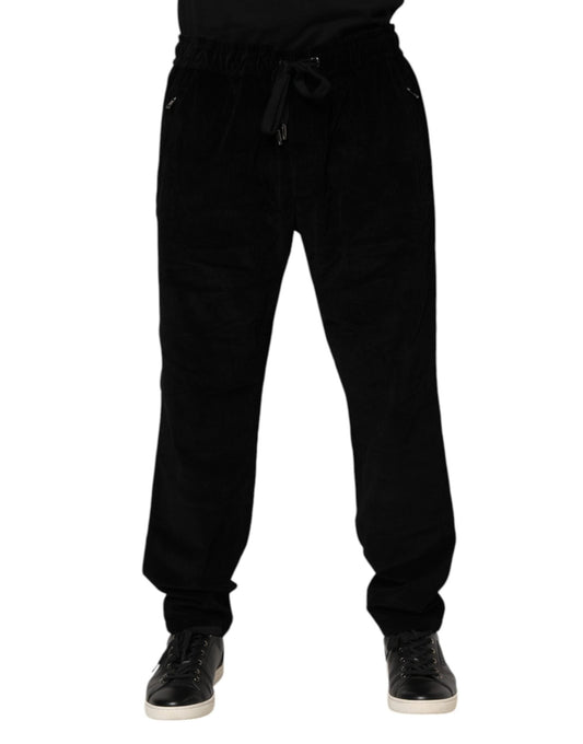 Dolce & Gabbana Black Cotton Men Jogger Sweatpants Pants – IT56 | XXL par Dolce & Gabbana | Disponible sur Sandy Store ByNet