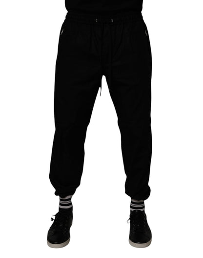 Dolce & Gabbana Black Cotton Men Jogger Sweatpants Pants - Sandy Store ByNet