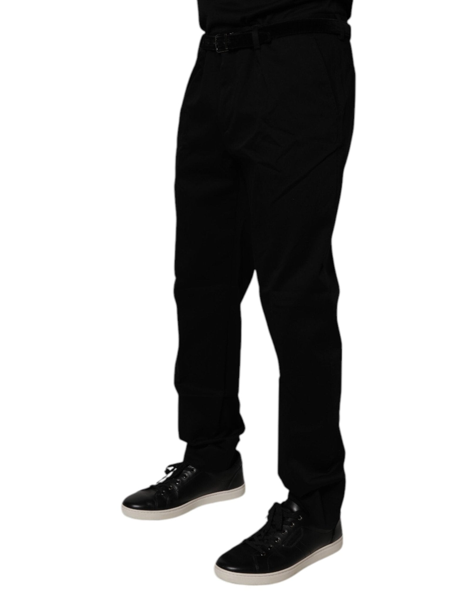 Dolce & Gabbana Black Cotton Men Skinny Dress Formal Pants - Sandy Store ByNet