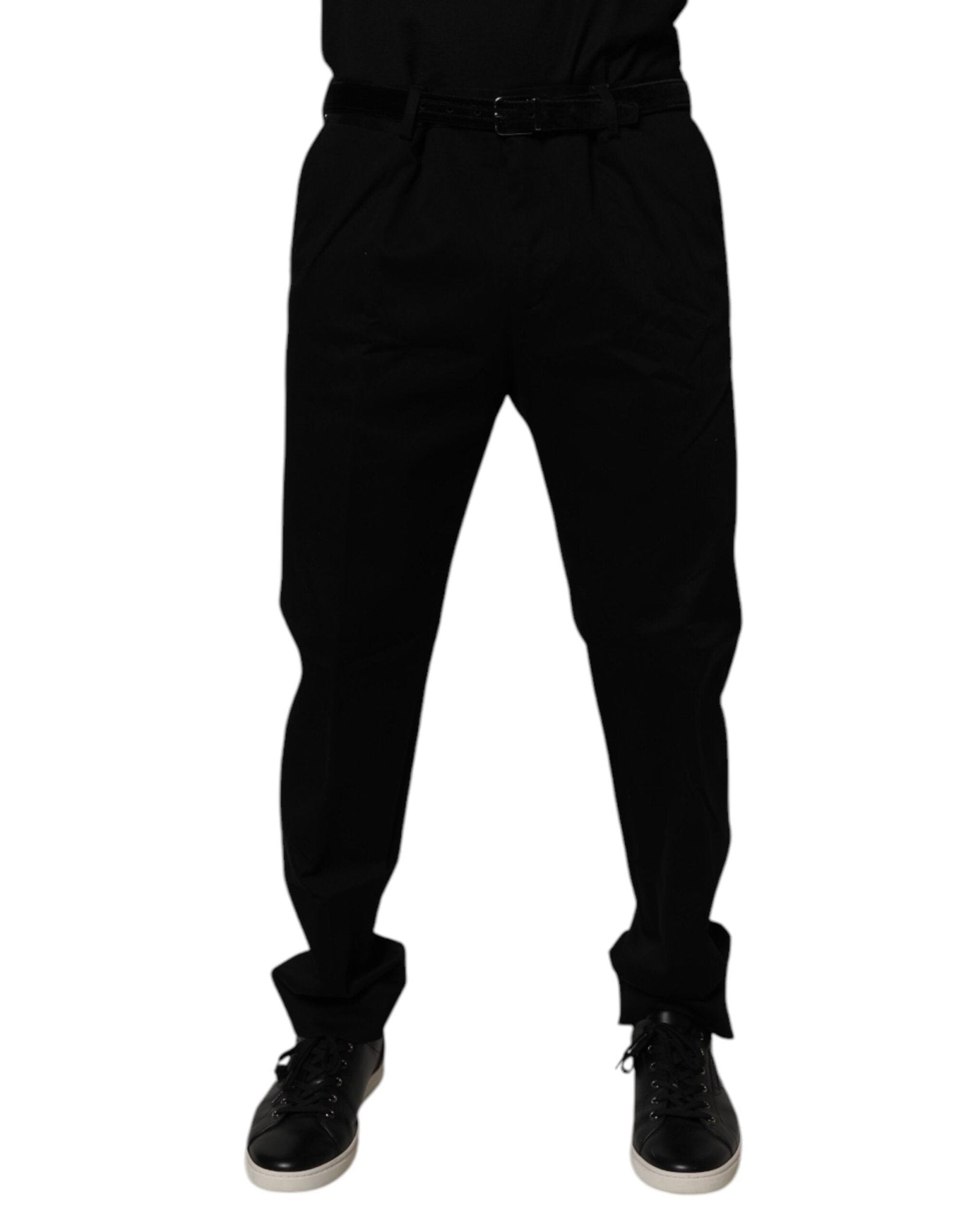 Dolce & Gabbana Black Cotton Men Skinny Dress Formal Pants - Sandy Store ByNet