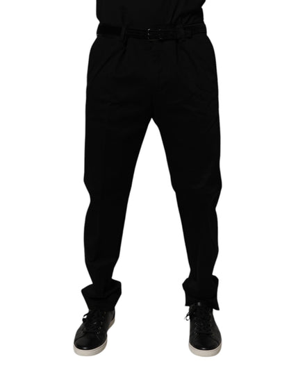 Dolce & Gabbana Black Cotton Men Skinny Dress Formal Pants - Sandy Store ByNet