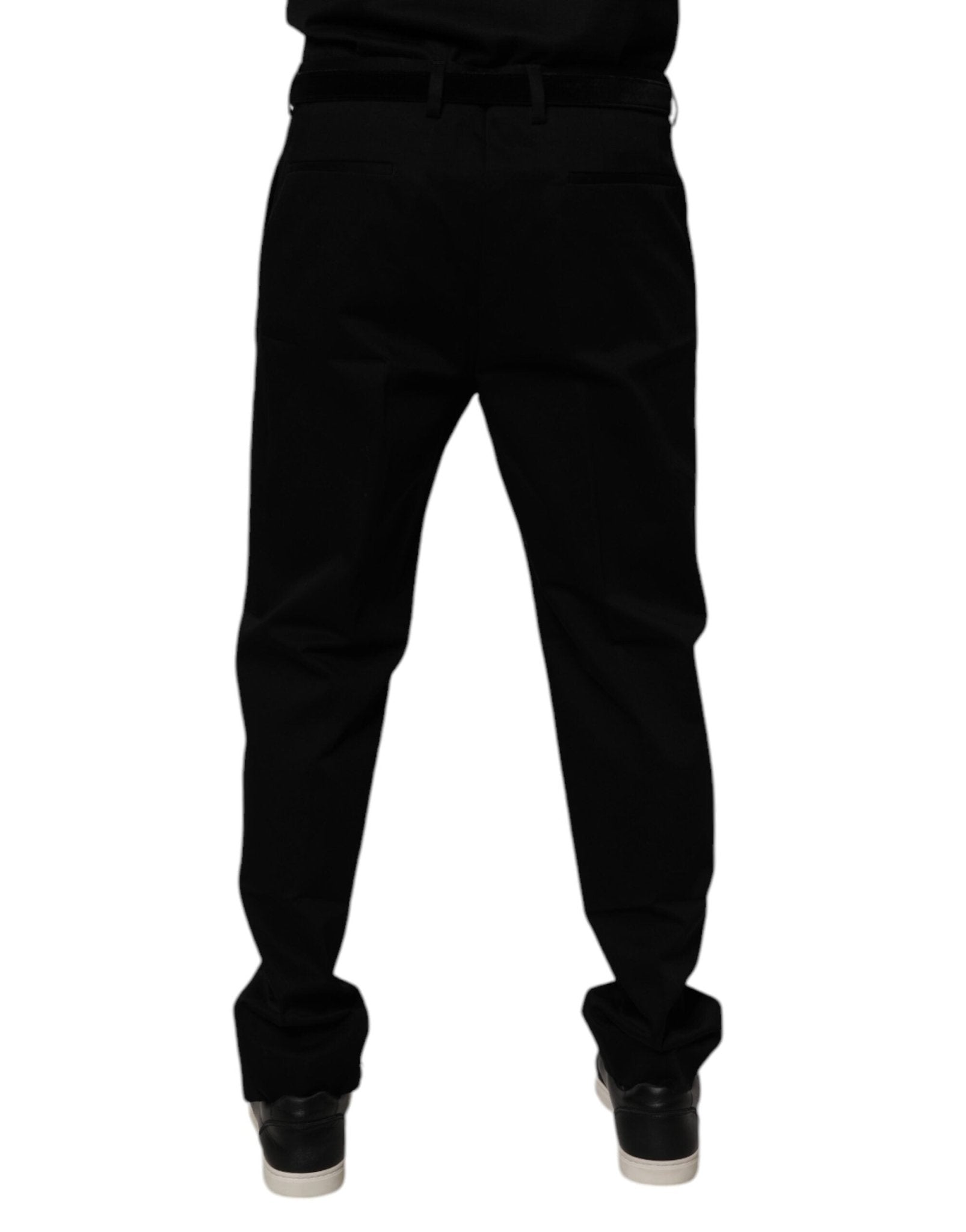 Dolce & Gabbana Black Cotton Men Skinny Dress Formal Pants - Sandy Store ByNet