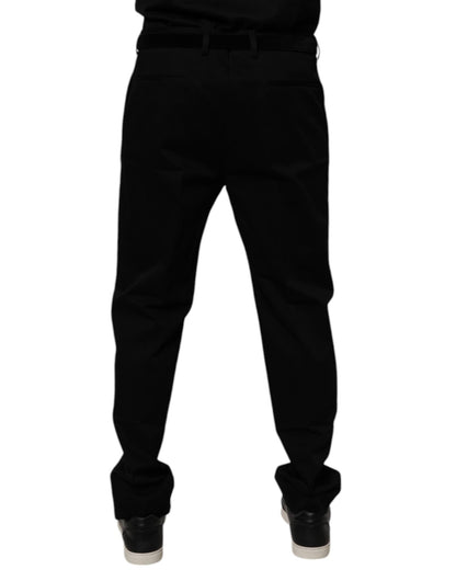 Dolce & Gabbana Black Cotton Men Skinny Dress Formal Pants - Sandy Store ByNet