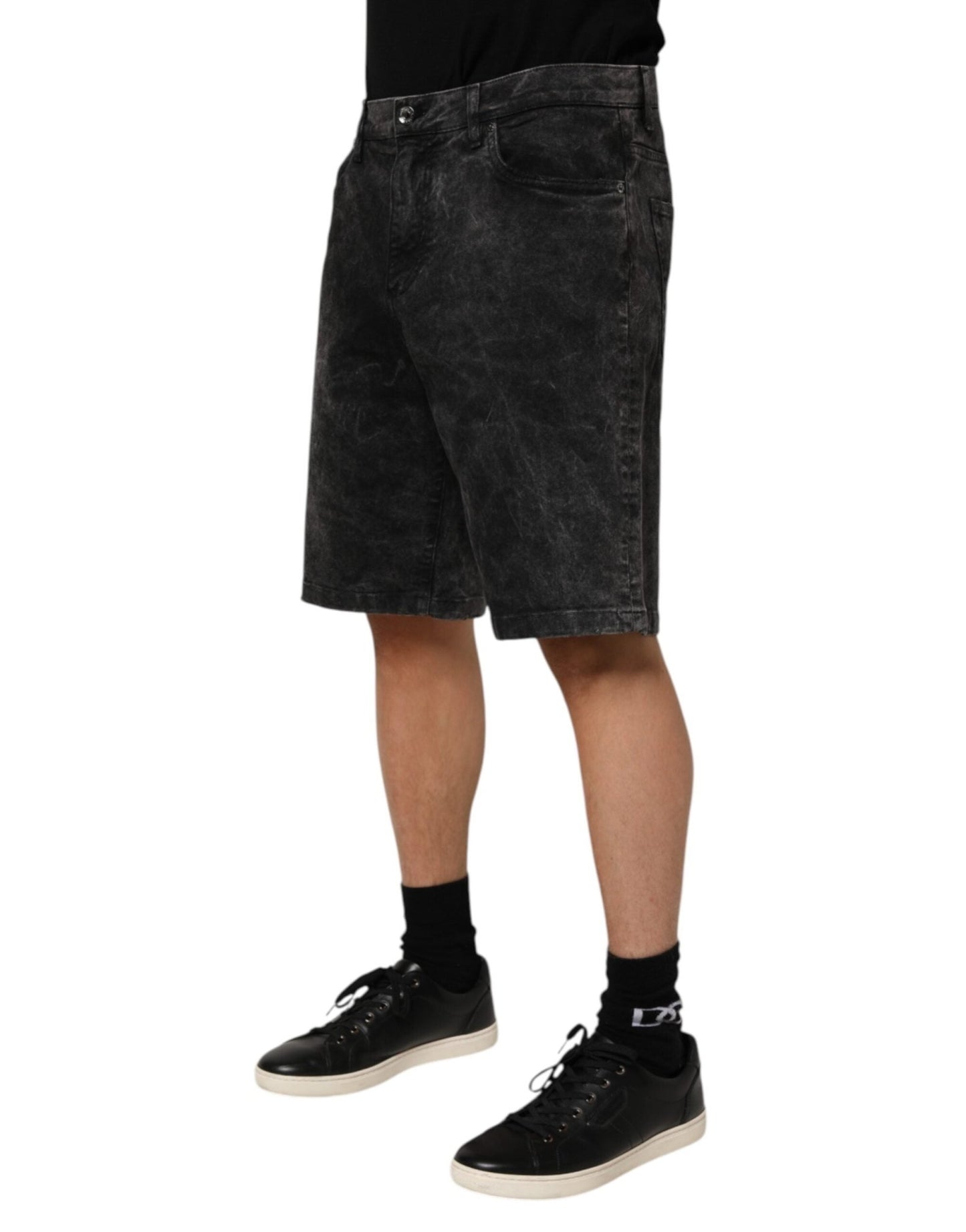 Dolce & Gabbana Black Cotton Mid Waist Denim Men Bermuda Short – IT48 | M par Dolce & Gabbana | Disponible sur Sandy Store ByNet