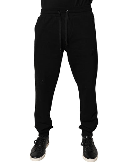 Dolce & Gabbana Black Cotton Mid Waist Jogger Sweatpants Pants - Sandy Store ByNet