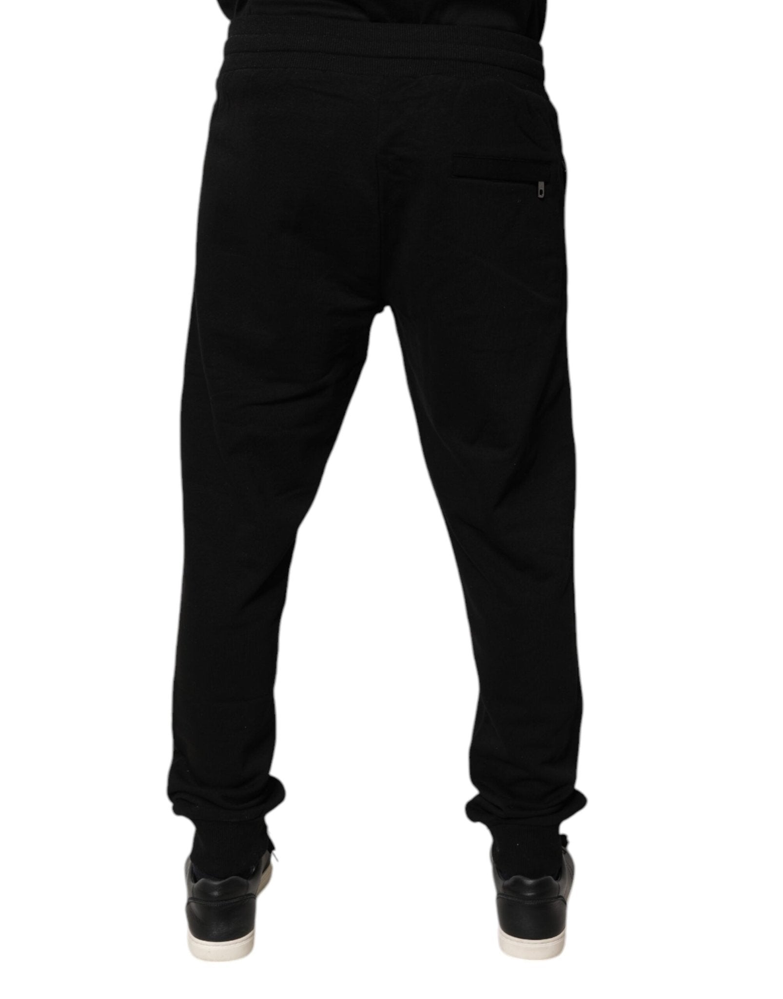 Dolce & Gabbana Black Cotton Mid Waist Jogger Sweatpants Pants - Sandy Store ByNet