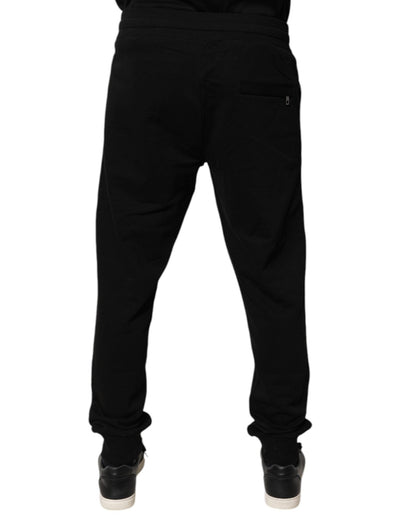 Dolce & Gabbana Black Cotton Mid Waist Jogger Sweatpants Pants - Sandy Store ByNet