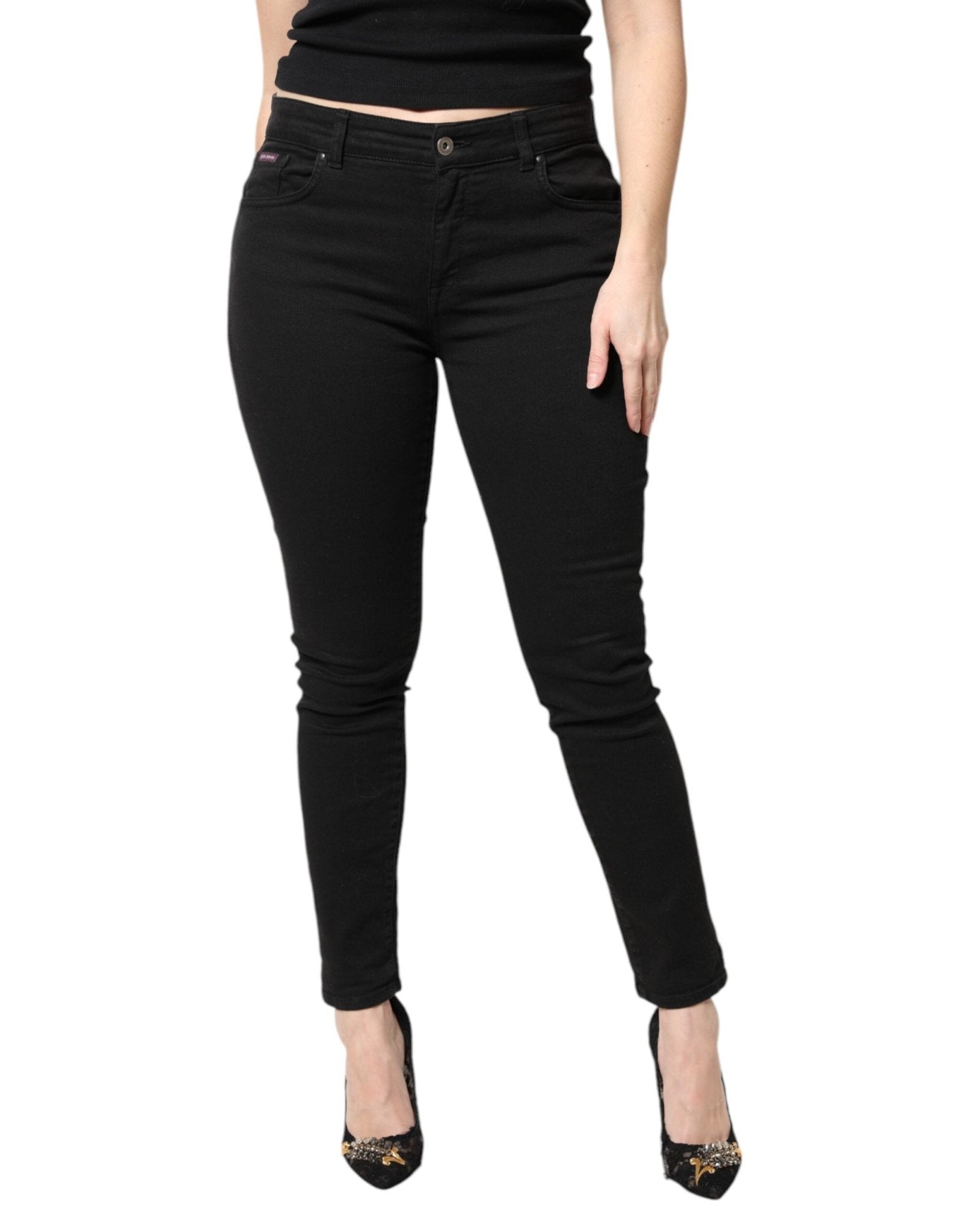 Dolce & Gabbana Black Cotton Mid Waisted Skinny Denim Jeans - Sandy Store ByNet