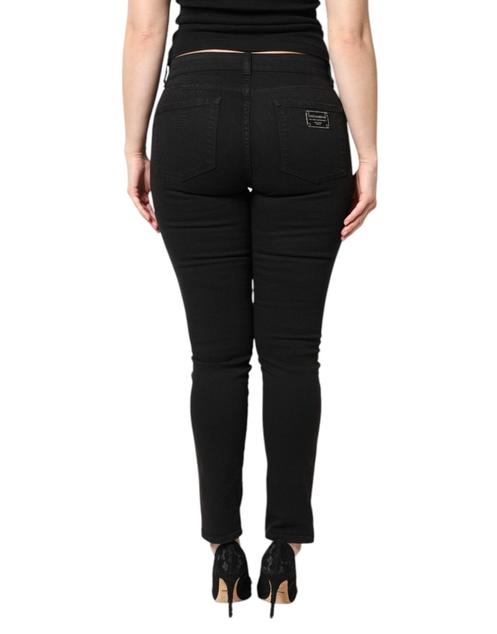 Dolce & Gabbana Black Cotton Mid Waisted Skinny Denim Jeans - Sandy Store ByNet
