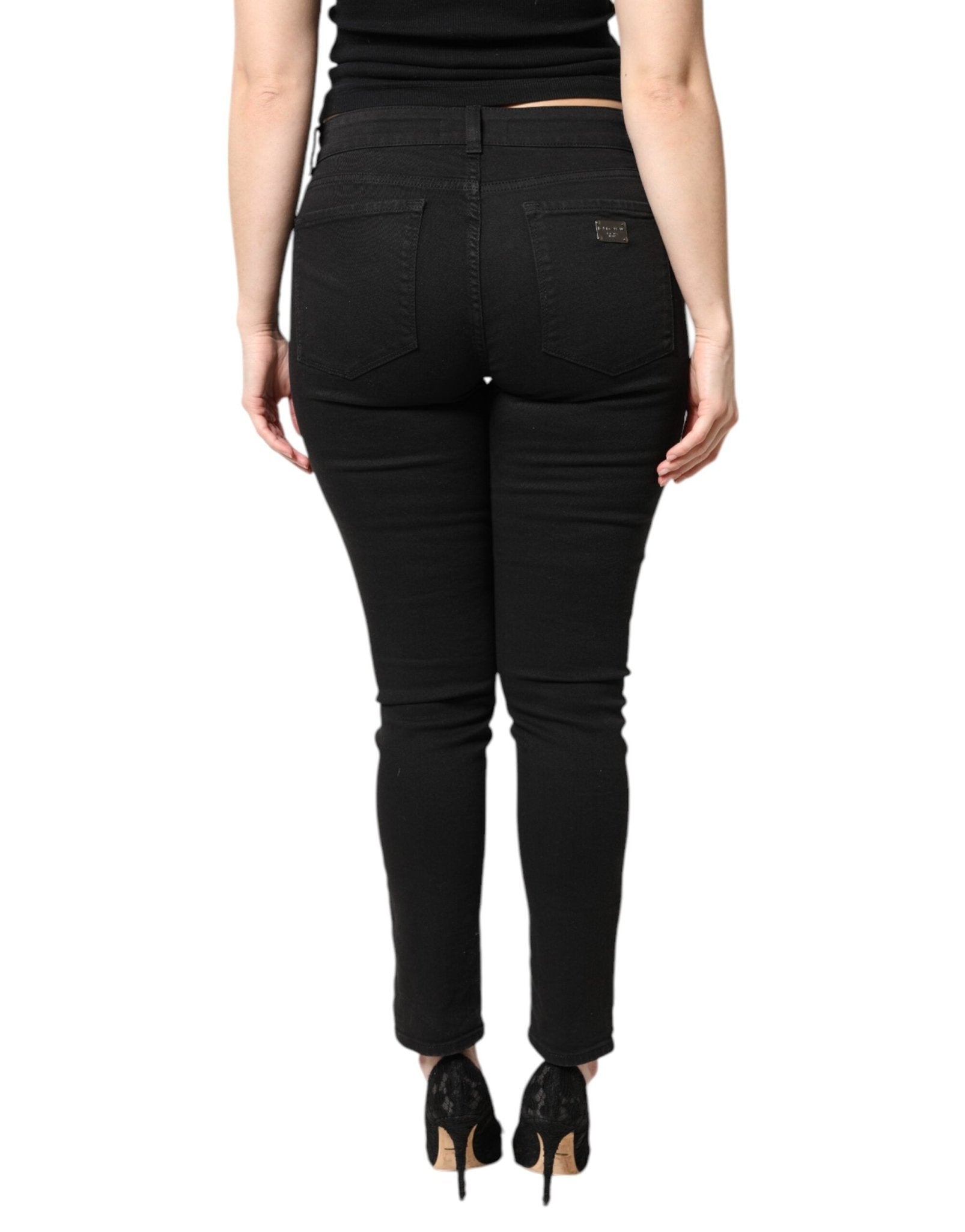 Dolce & Gabbana Black Cotton Mid Waisted Skinny Denim Jeans - Sandy Store ByNet