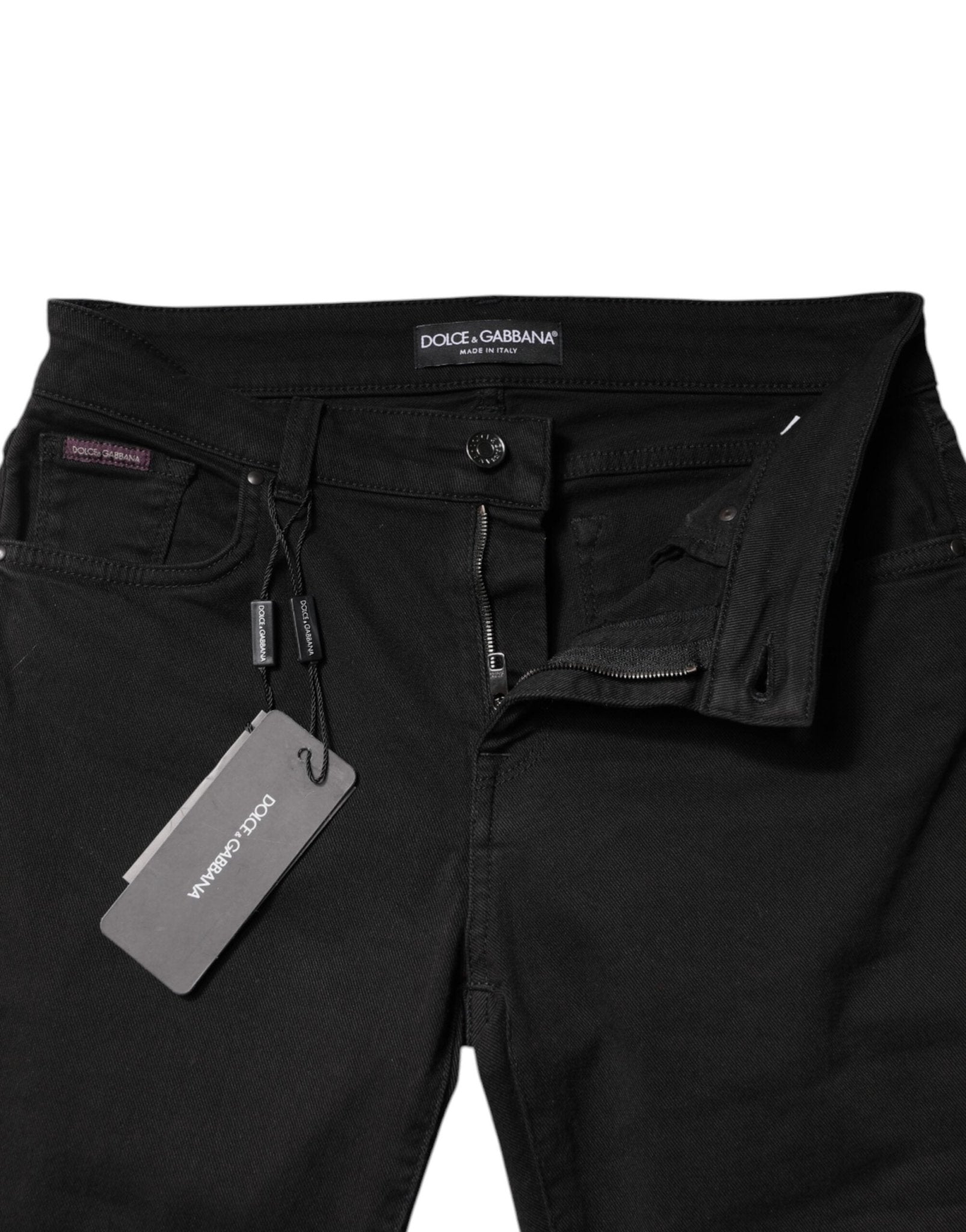 Dolce & Gabbana Black Cotton Mid Waisted Skinny Denim Jeans - Sandy Store ByNet