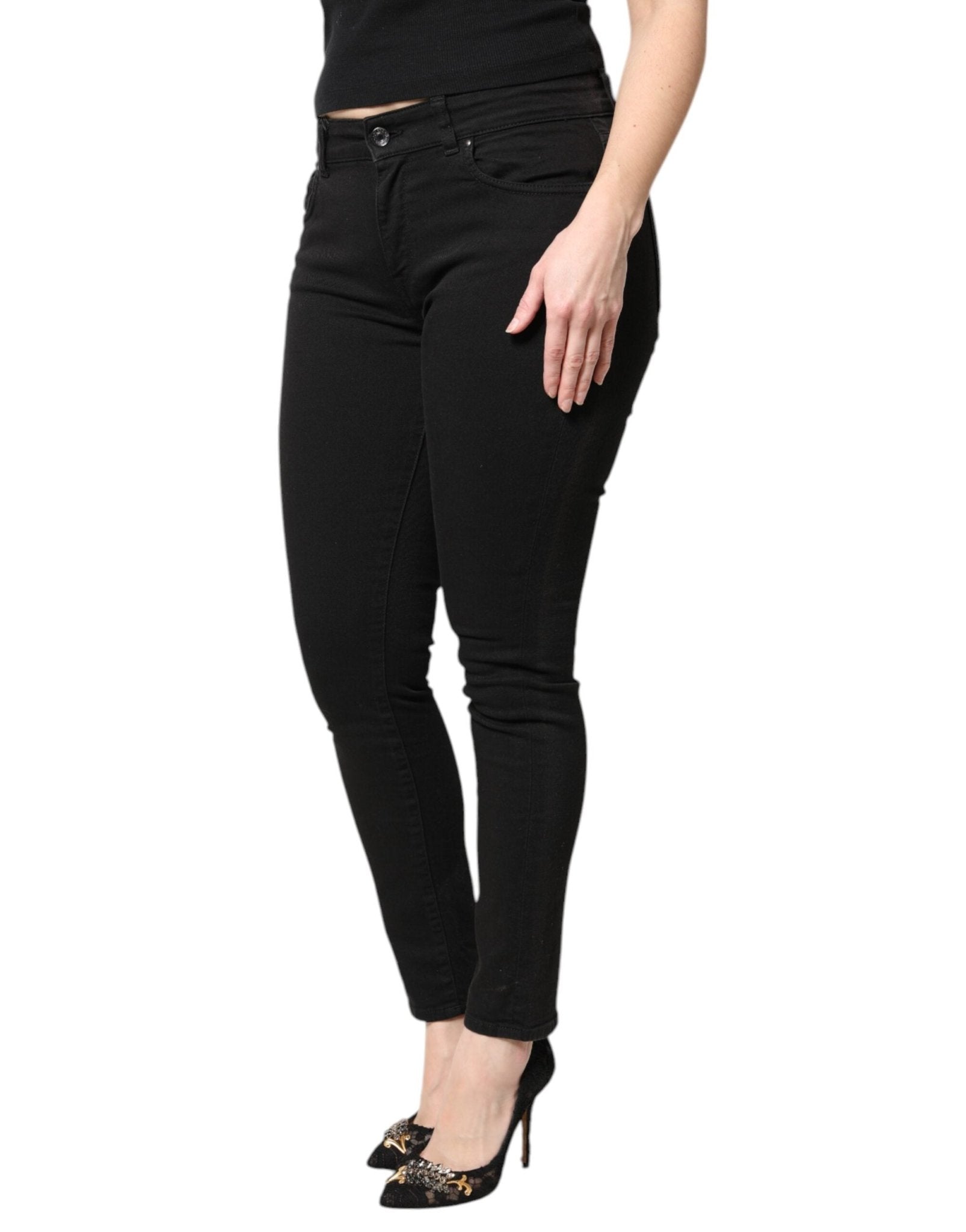 Dolce & Gabbana Black Cotton Mid Waisted Skinny Denim Jeans - Sandy Store ByNet
