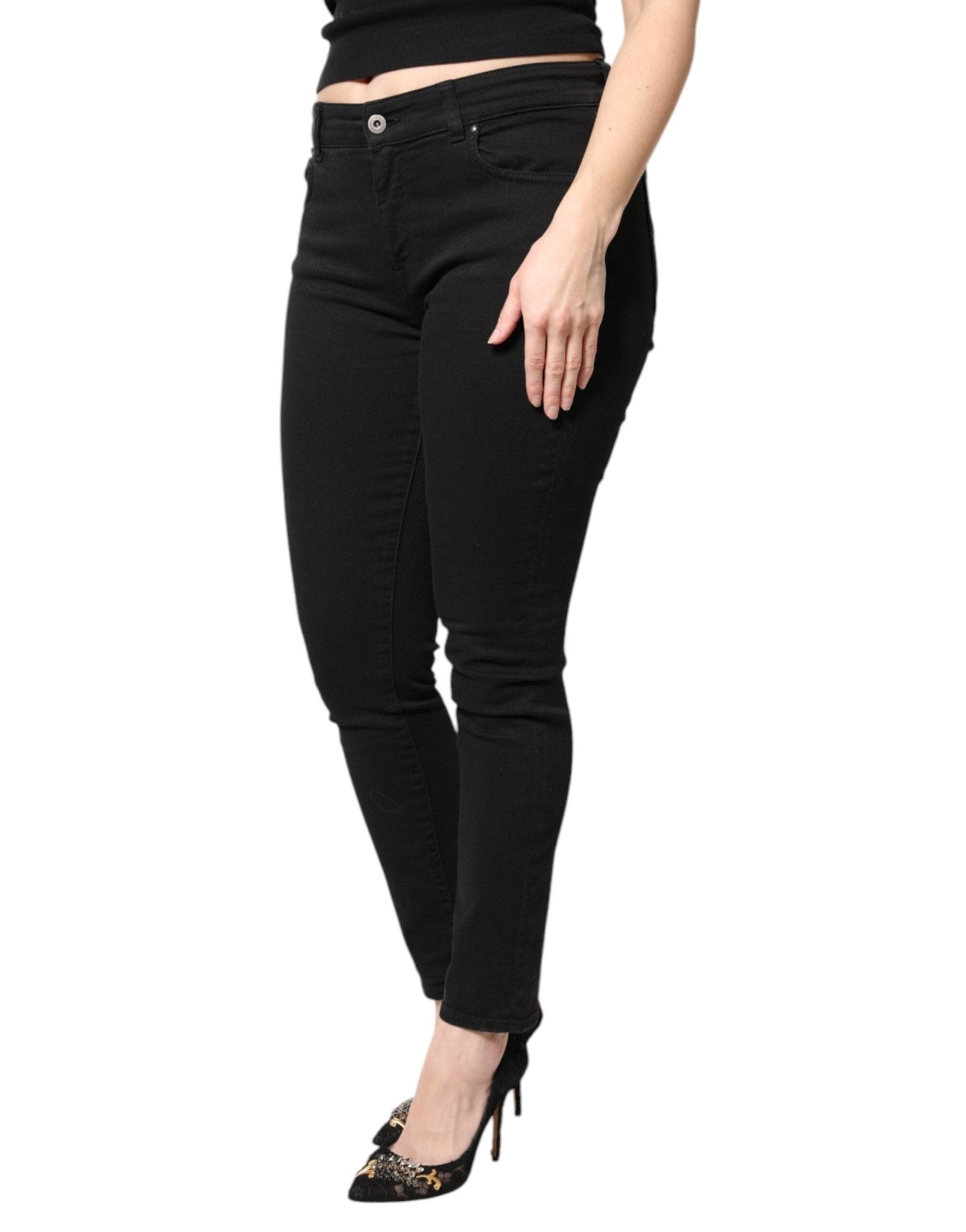 Dolce & Gabbana Black Cotton Mid Waisted Skinny Denim Jeans - Sandy Store ByNet