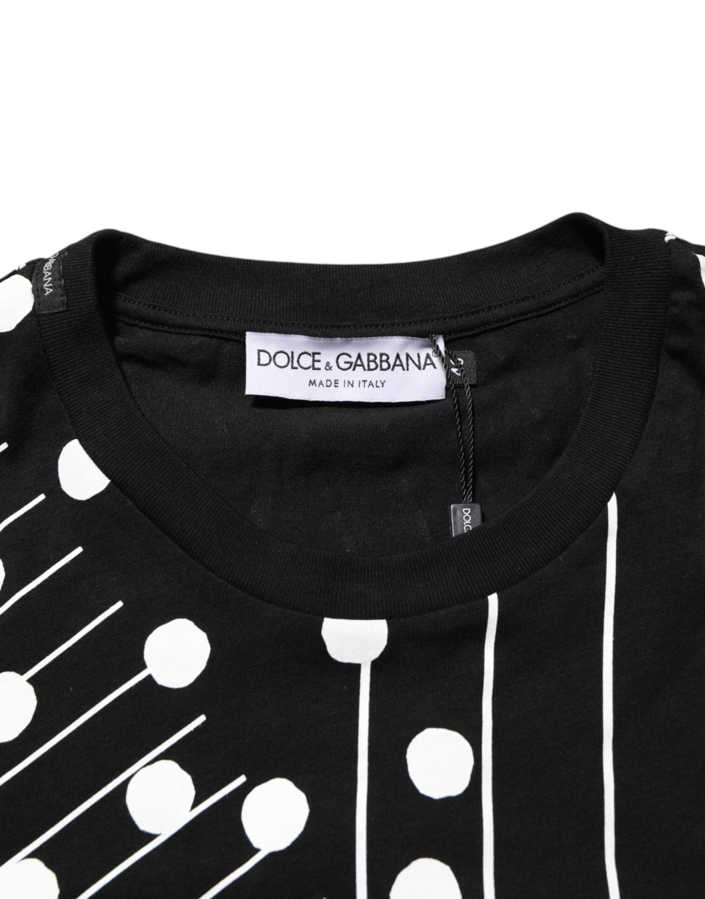 Dolce & Gabbana Black Cotton Polka Dots Round Neck T-shirt – IT46 | S par Dolce & Gabbana | Disponible sur Sandy Store ByNet