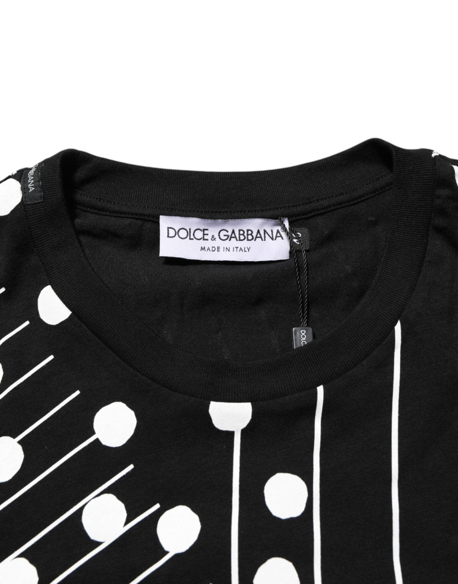 Dolce & Gabbana Black Cotton Polka Dots Round Neck T-shirt – IT46 | S par Dolce & Gabbana | Disponible sur Sandy Store ByNet