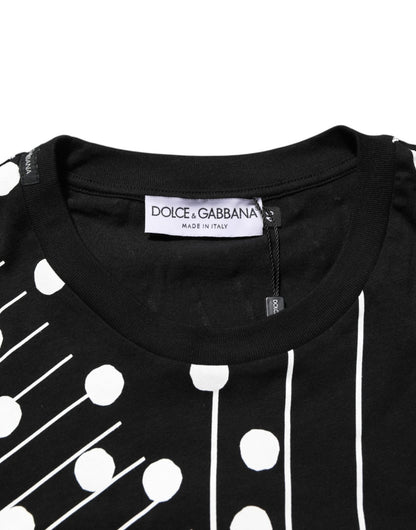 Dolce & Gabbana Black Cotton Polka Dots Round Neck T-shirt – IT46 | S par Dolce & Gabbana | Disponible sur Sandy Store ByNet