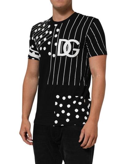 Dolce & Gabbana Black Cotton Polka Dots Round Neck T-shirt – IT46 | S par Dolce & Gabbana | Disponible sur Sandy Store ByNet