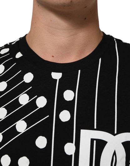 Dolce & Gabbana Black Cotton Polka Dots Round Neck T-shirt – IT46 | S par Dolce & Gabbana | Disponible sur Sandy Store ByNet
