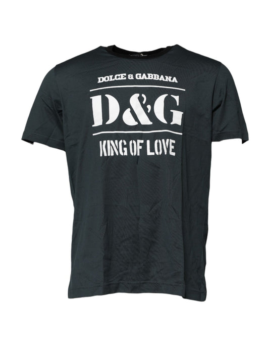 Dolce & Gabbana Black Cotton Printed Short Sleeves T-shirt – IT56 | XXL par Dolce & Gabbana | Disponible sur Sandy Store ByNet