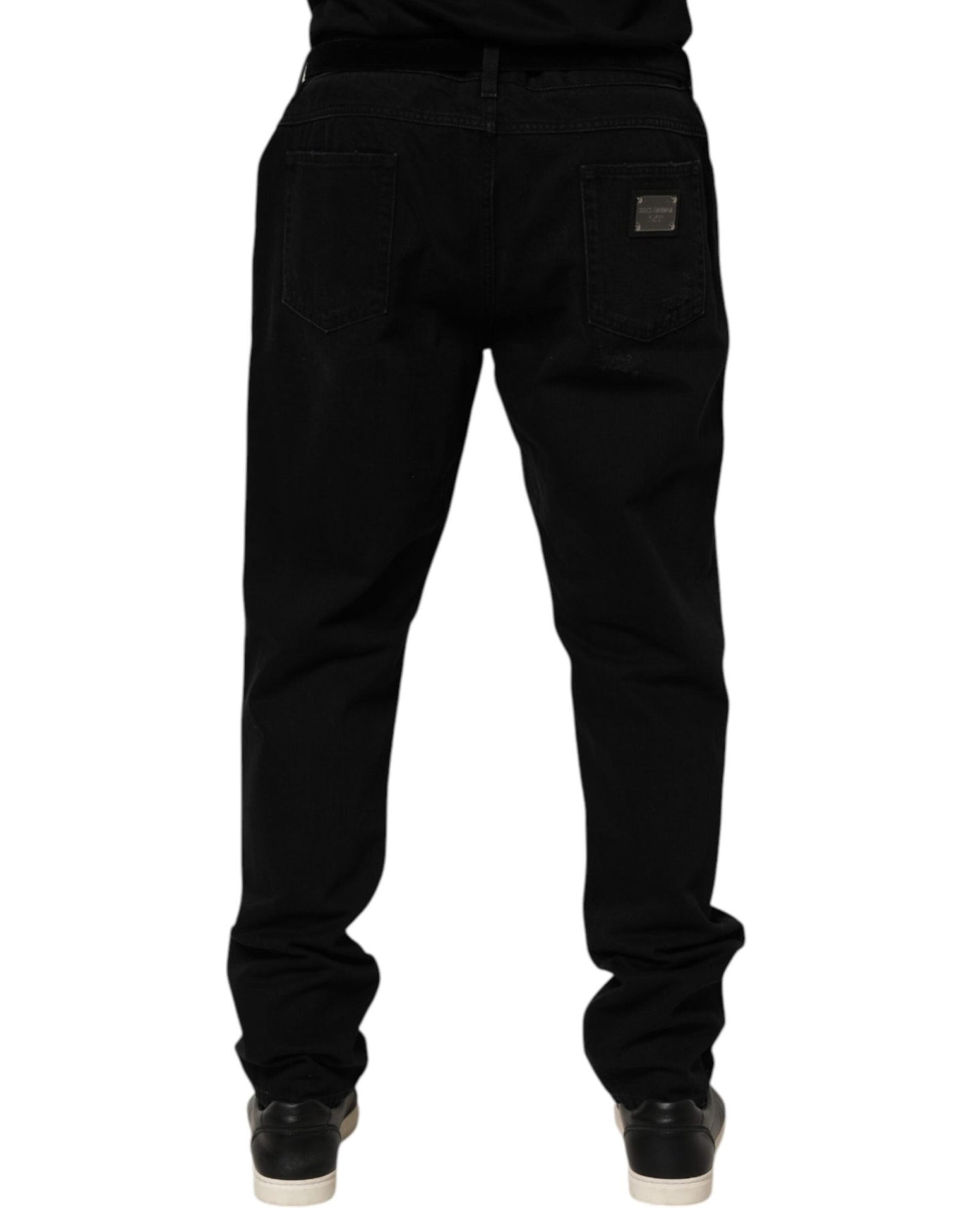 Dolce & Gabbana Black Cotton Regular Denim Men Trouser Jeans – IT56 | XXL par Dolce & Gabbana | Disponible sur Sandy Store ByNet