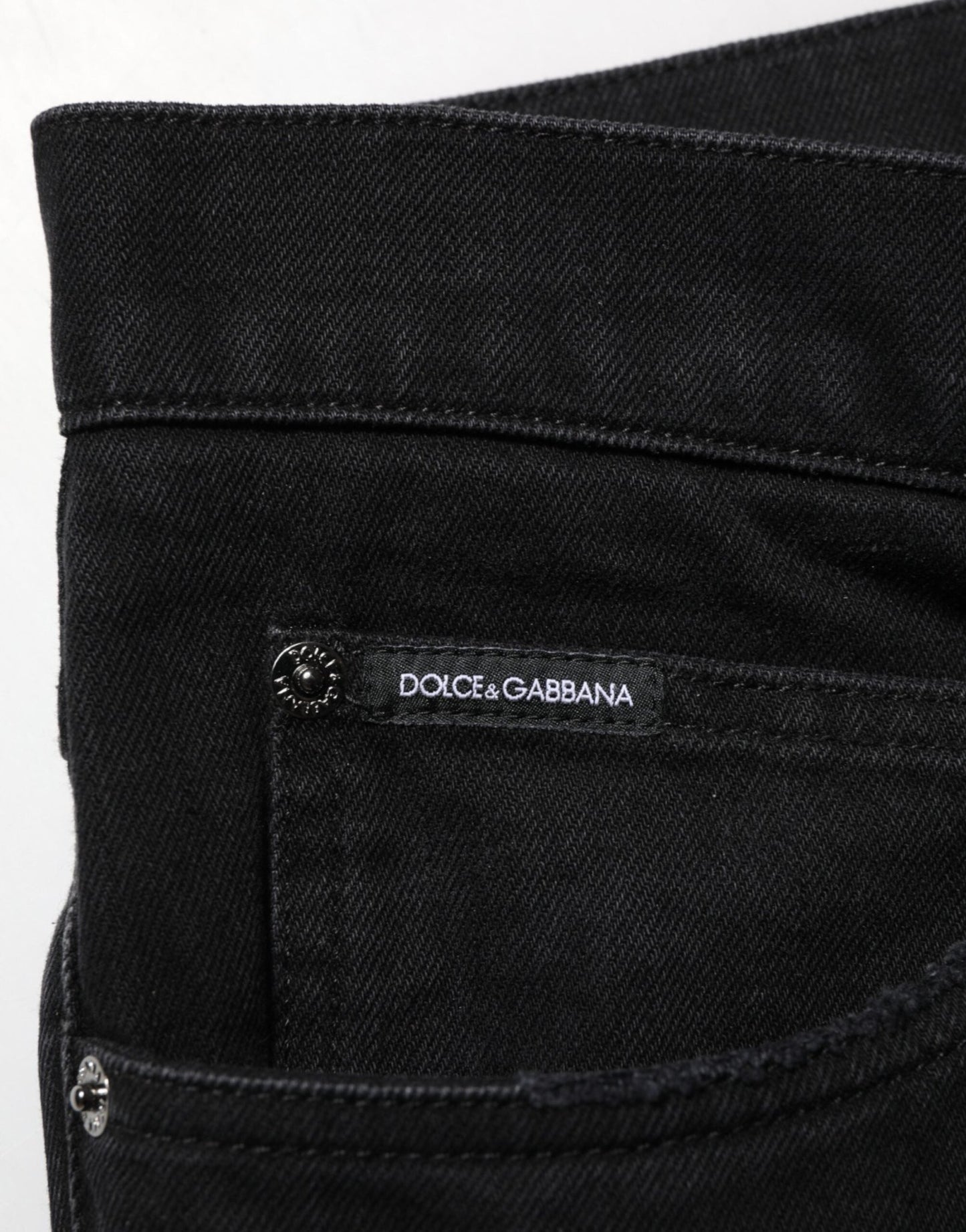 Dolce & Gabbana Black Cotton Regular Denim Men Trouser Jeans – IT56 | XXL par Dolce & Gabbana | Disponible sur Sandy Store ByNet
