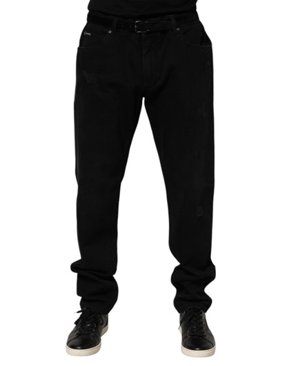 Dolce & Gabbana Black Cotton Regular Denim Men Trouser Jeans – IT56 | XXL par Dolce & Gabbana | Disponible sur Sandy Store ByNet