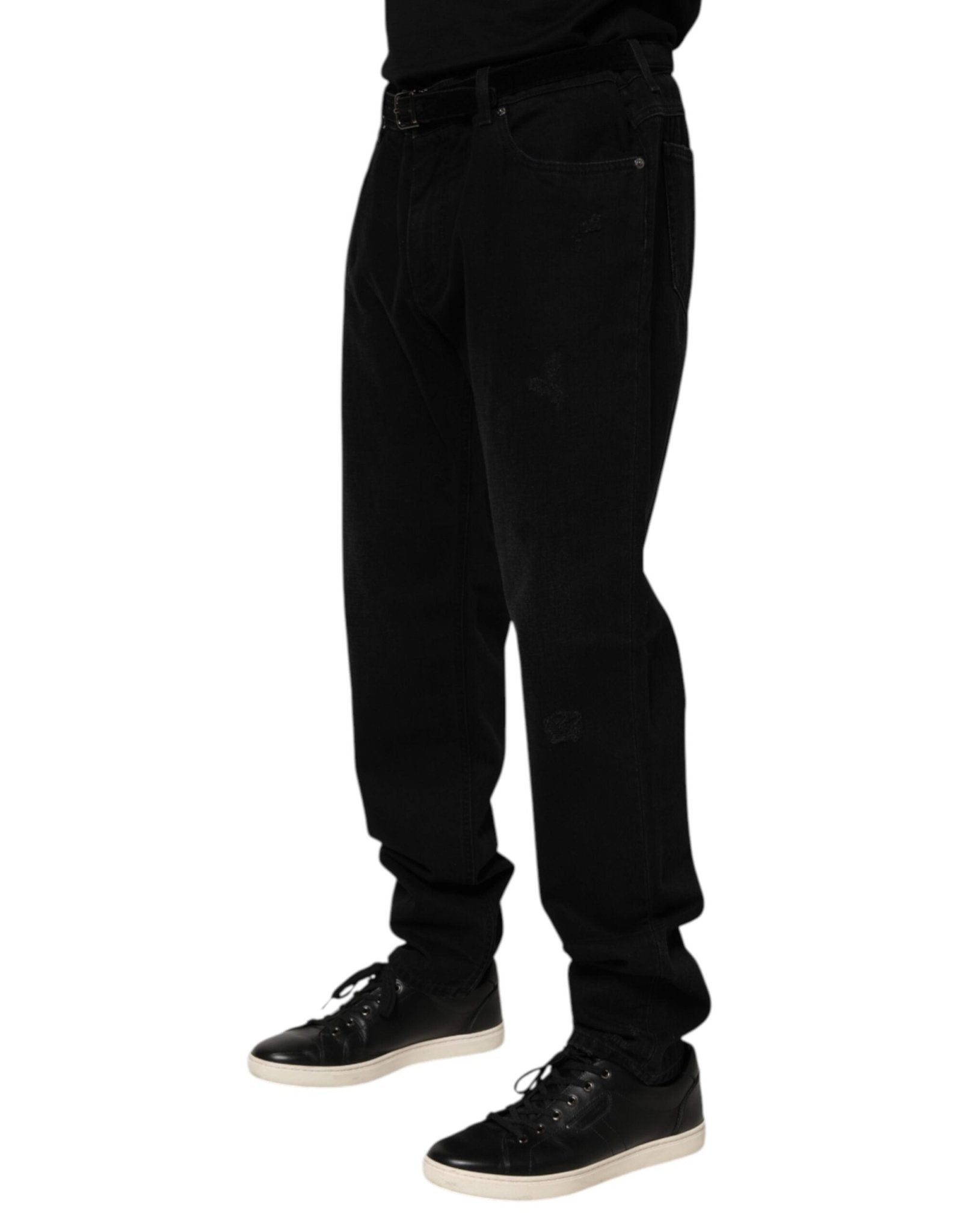 Dolce & Gabbana Black Cotton Regular Denim Men Trouser Jeans – IT56 | XXL par Dolce & Gabbana | Disponible sur Sandy Store ByNet