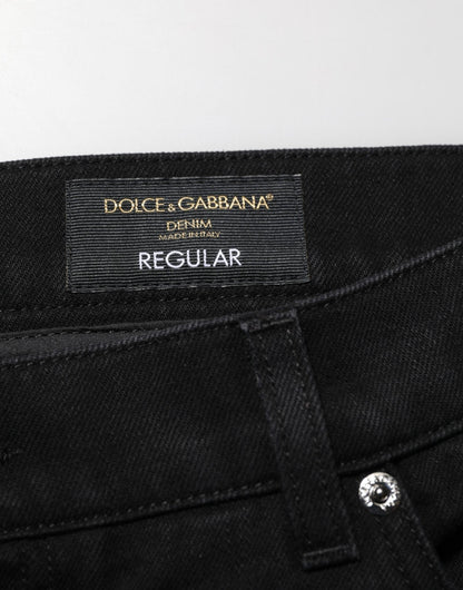 Dolce & Gabbana Black Cotton Regular Denim Men Trouser Jeans – IT56 | XXL par Dolce & Gabbana | Disponible sur Sandy Store ByNet