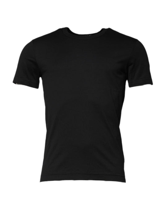 Dolce & Gabbana Black Cotton Short Sleeves Round Neck T-shirt – IT46 | S par Dolce & Gabbana | Disponible sur Sandy Store ByNet