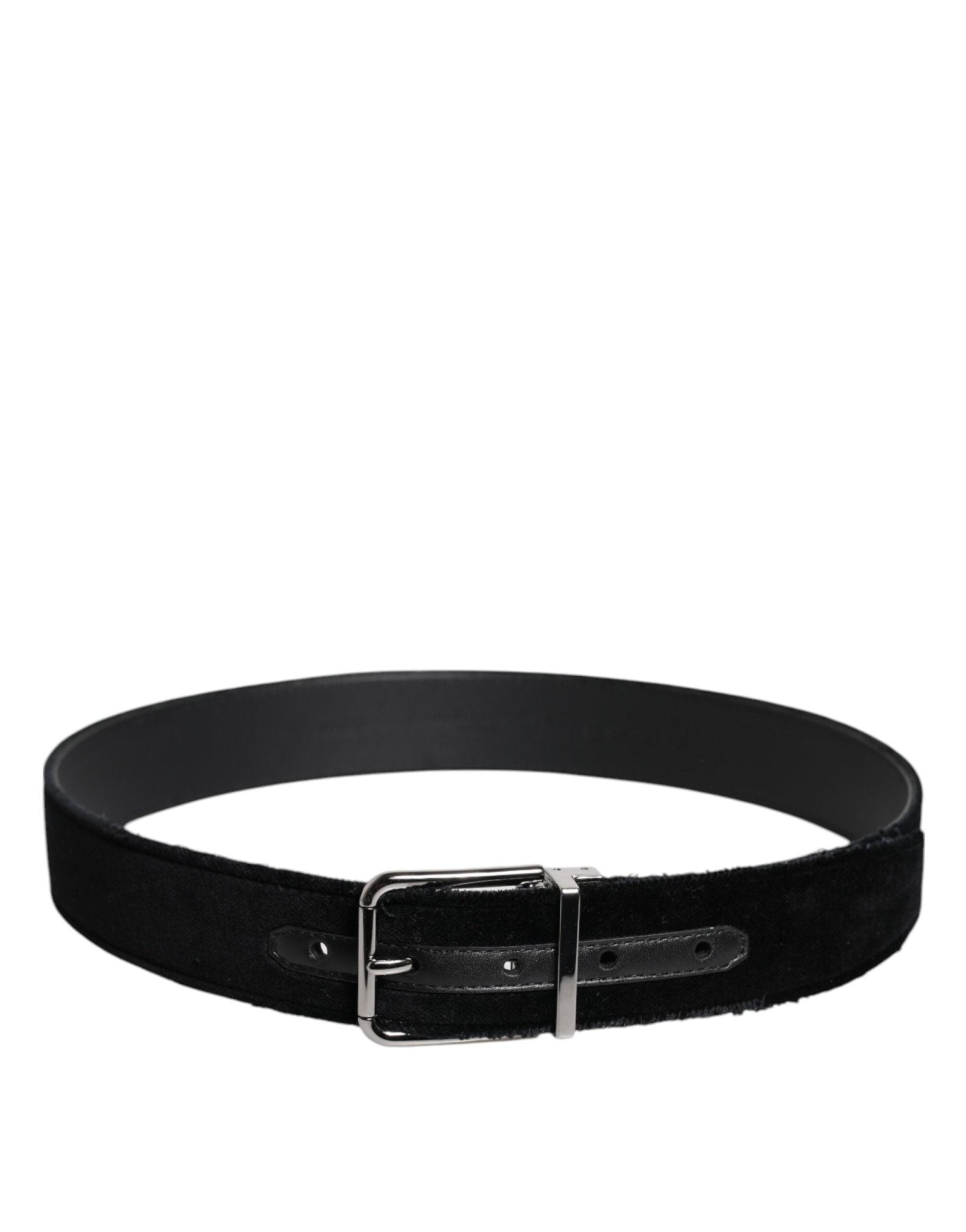 Dolce & Gabbana Black Cotton Silver Tone Metal Buckle Belt - Sandy Store ByNet