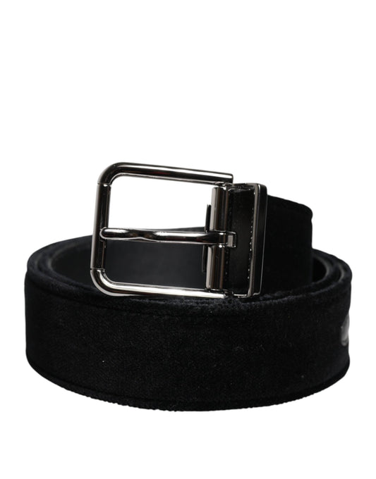 Dolce & Gabbana Black Cotton Silver Tone Metal Buckle Belt - Sandy Store ByNet