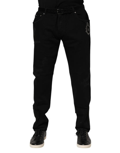 Dolce & Gabbana Black Cotton Skinny Men Denim Jeans – IT58 | XXL par Dolce & Gabbana | Disponible sur Sandy Store ByNet