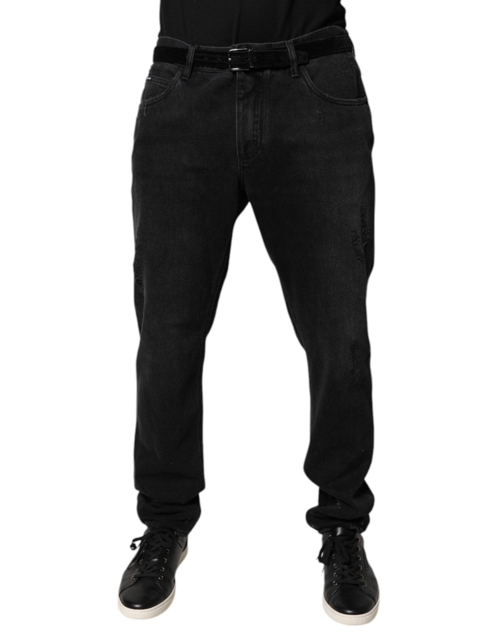 Dolce & Gabbana Black Cotton Skinny Men Denim Jeans - Sandy Store ByNet